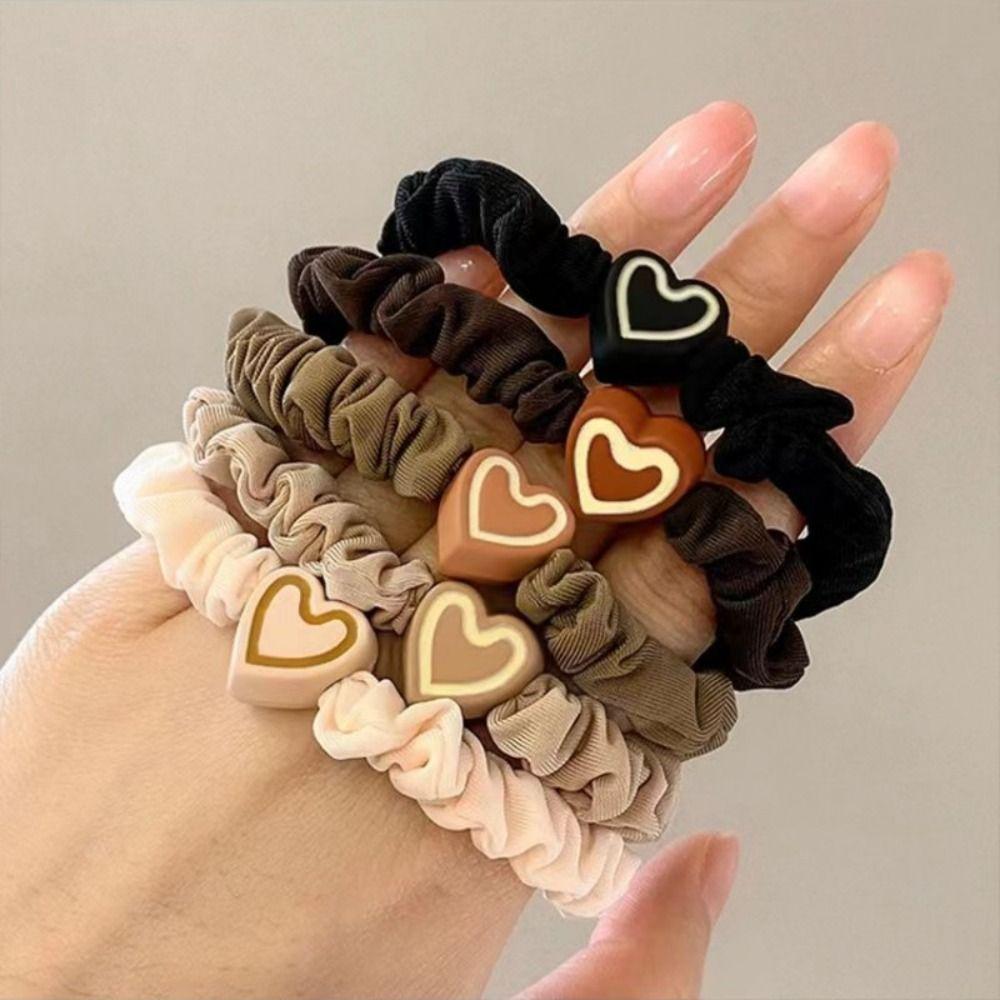 Heart Shape High Elastic Hair Rope Flannel Mini Hair Tie Durable Small Intestine Hair Band Woman's