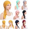 Women India Beading  Muslim Stretch Turban Hat Cotton Hair Tail Head Scarf  Wrap