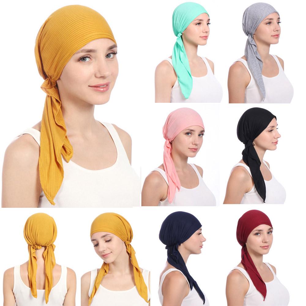 (Carry Me)Women India Beading  Muslim Stretch Turban Hat Cotton Hair Tail Head Scarf  Wrap