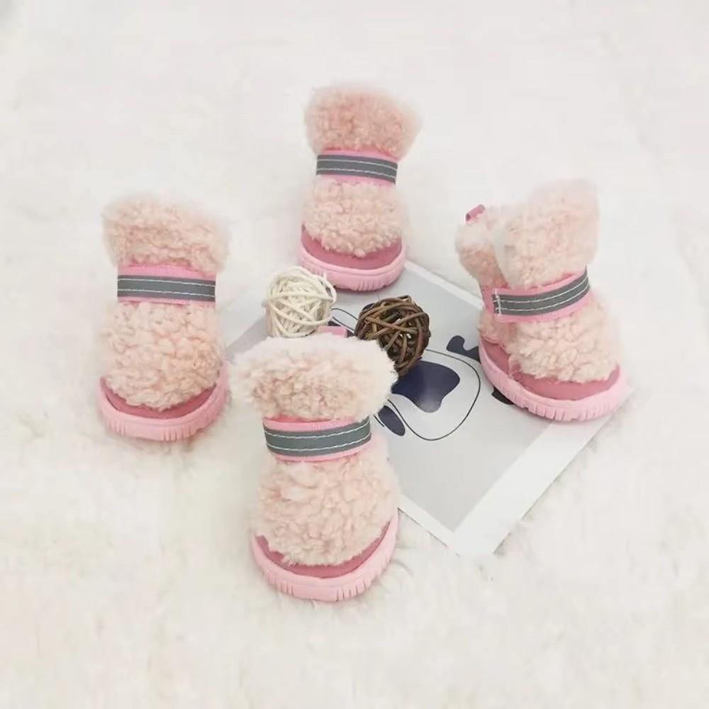 4Pcs Strong Grip Dog Shoes Anti-Scratch Warm Shoes Cozy Pet Shoes  Small Dog