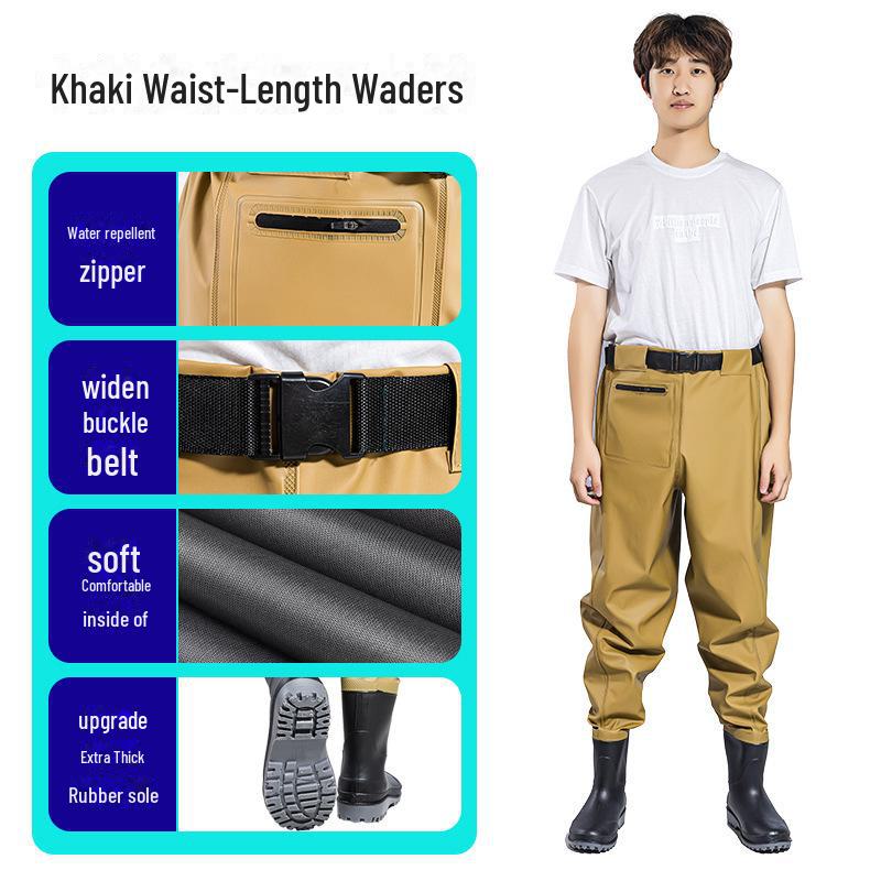Модель Yili 23, высокие вейдерсы с 3D-карманами из ПВХ и резиновыми сапогами