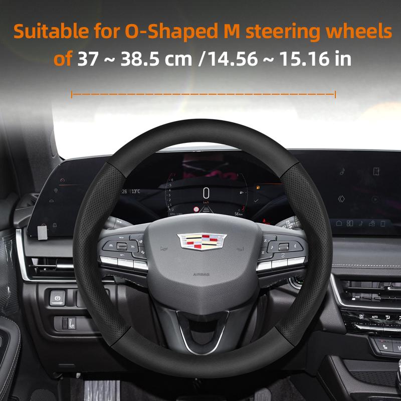 AABHX1 Suitable for Cadillac Breathable Hole Leather Matte Carbon Fiber Texture Steering Wheel Cover Suitable for Cts 2013 Ct4 Carbon Interior Ct5