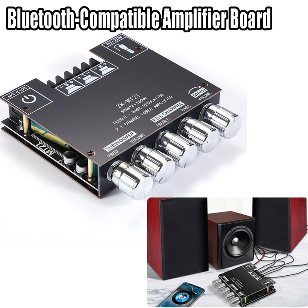 Bluetooth-Compatible Amplifier Board Broadcasting Equipment With Treble and Bass Control 50Wx2+100W BT 3.5mm AUX for Speaker