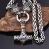Nordic Rune Hammer Wolf Head Necklace: Retro Men's Punk Jewelry
