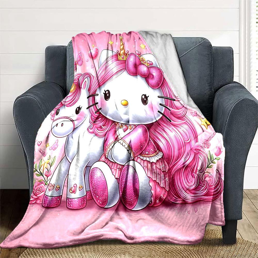 1 шт. Плед Hello Kitty с единорогом Легкий фланелевый плед для дивана, кровати, путешествий, кемпинга, гостиной, офиса, дивана, кресла