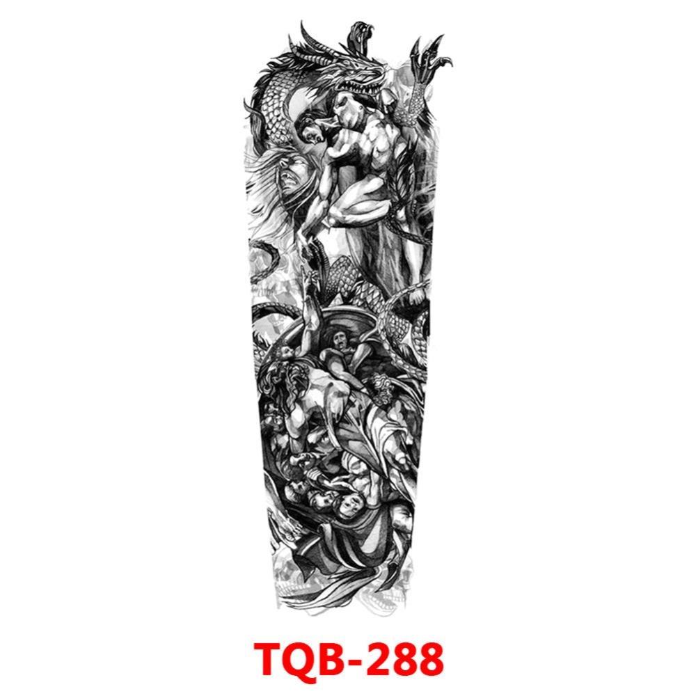 Full Arm Fake Tattoo Sleeve Men and Women Temporary Tattoo Sticker Lion Werewolf Cross Big Arm Tattoo Waterproof