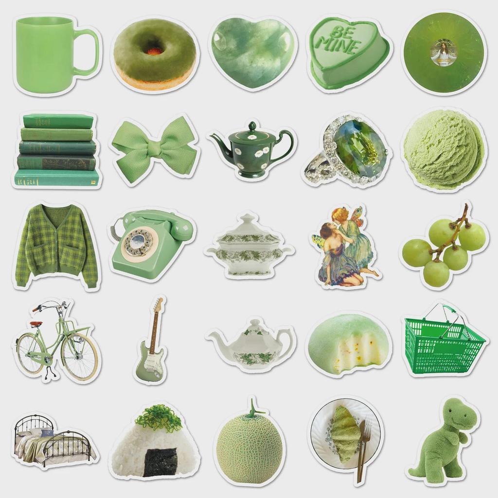 50 Nordic-style Green Mobile Phone Case Stickers: Cute, Waterproof, DIY Handbook & Computer Decor