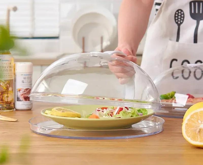 Защита от брызг в микроволновой печи, термостойкая крышка для подогрева пищи с отверстием для выпуска пара и ручкой, прозрачная крышка для тарелки