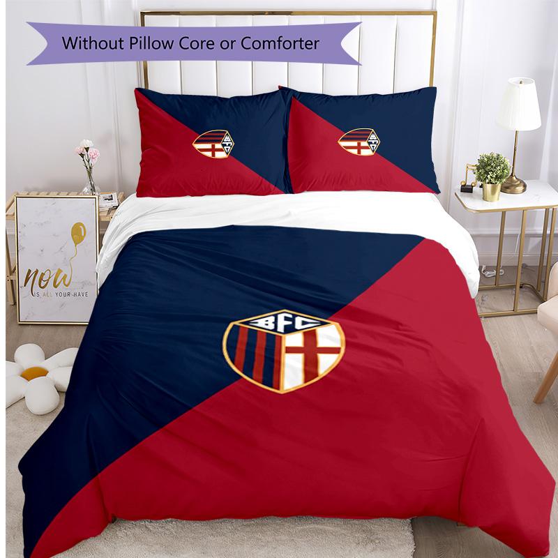 Bologna FC Printed 3PCS Bedding Set Breathable Duvet Cover with Pillowcases Decorative Bed Linen for Bedroom Home