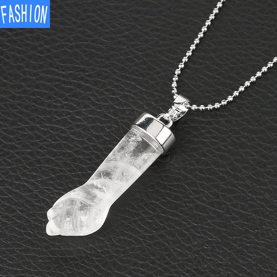 Уникальное европейское и американское персонализированное ожерелье с подвеской из натурального кристалла в виде ладони, оригинальное ожерелье