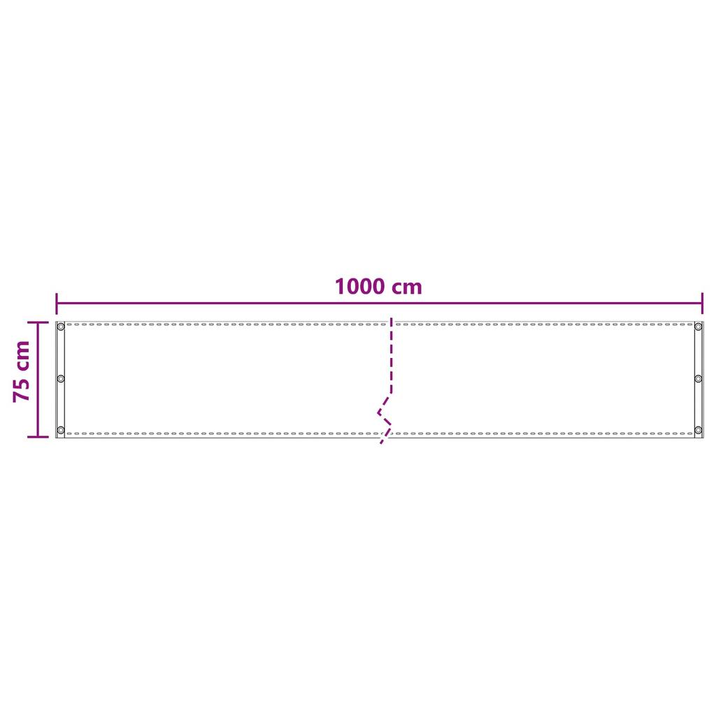 Balcony Privacy Screen Black 75 x 1000 cm HDPE and Aluminum