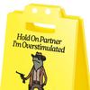 1/2/3Pcs Caution Overstimulated Desk Sign Cowboy Frog Hold On Partner I'm Overstimulated Mini Table Sign Home Office Decoration Coworkers Gag Gift