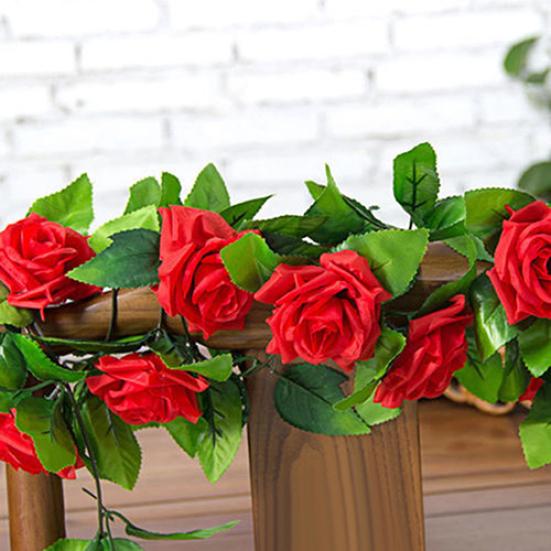 Fake Flower Vine Realistic Looking Decorative Cloth Outdoor Simulation Rose Flower Vine for Home