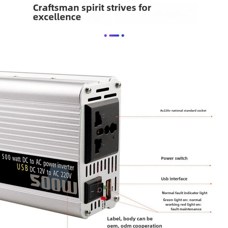 500 Вт инвертор с модифицированной синусоидой 12 В 24 В до 110 В 220 В полная мощность для зарядки портативного транспортного средства на открытом воздухе
