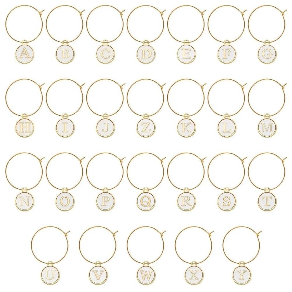 26 шт. Металлические маркеры для бокалов Подвески с буквами Обручи для бокалов Декор для свадебной вечеринки