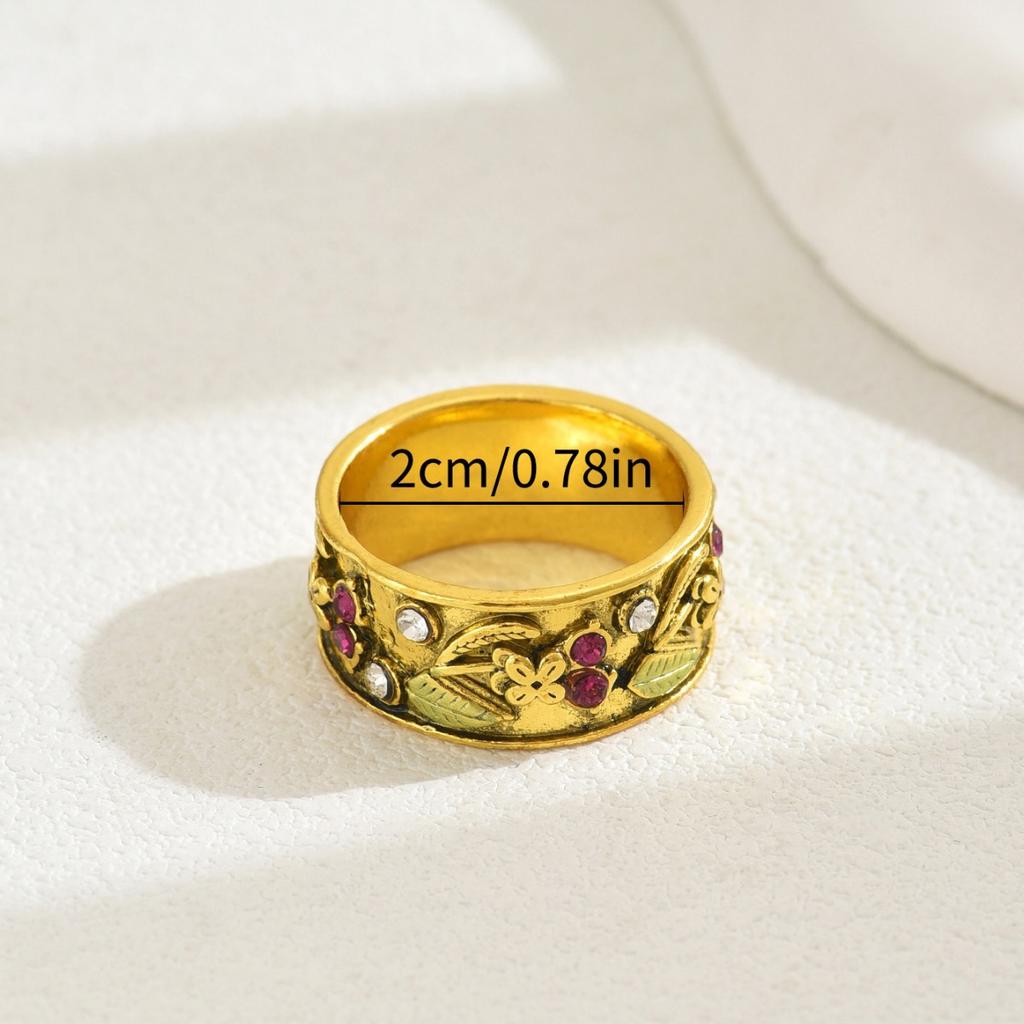 Кольцо в литературном стиле, простое, женское, инкрустированное цветными бриллиантами, цветочное, универсальное, высококачественное кольцо