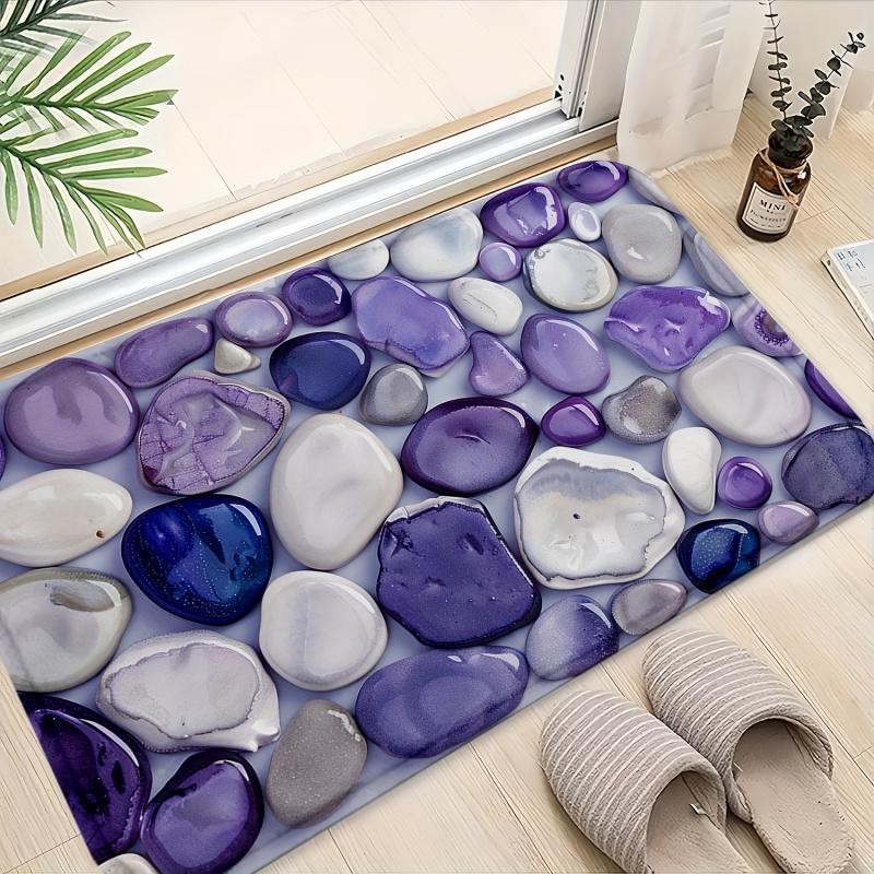 VIKAMA 2D Purple Pebble Carpet, A Soft And Comfortable Entrance Carpet, A Non-Slip Bathroom Mat, Home Decoration