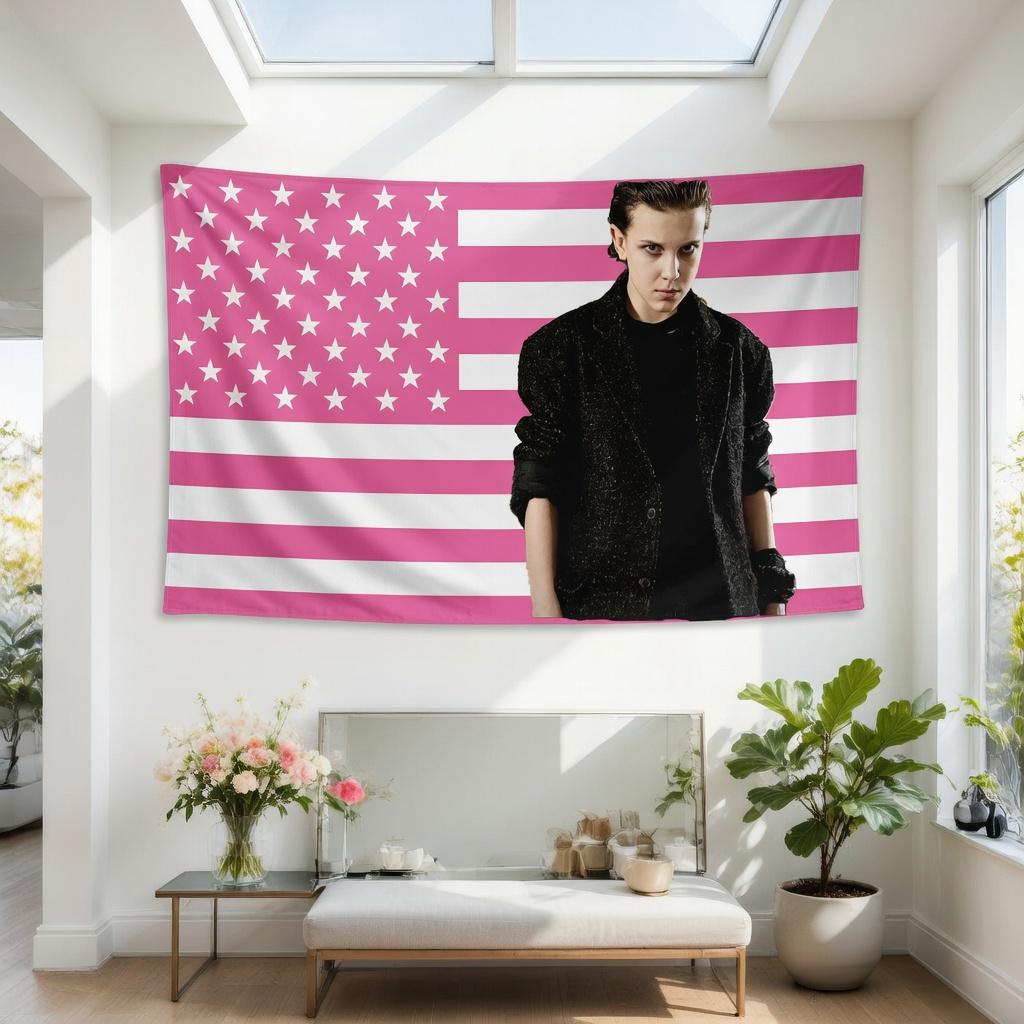 Pink 11 USA Flag Tapestry Wall Hanging Retro Girl Print Aesthetic Decor for Bedroom Dorm Living Room