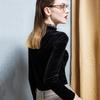 Бархатная блузка с оборками и воротником-стойкой в стиле феи - Европейская модная женская рубашка для осени/зимы
