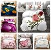 3D Printed Plant Flower Bedding Ultra-fine Fiber Quick Drying Down Duvet Cover and Pillowcase 2/3pc Women's and Girls' Home Textile Gifts