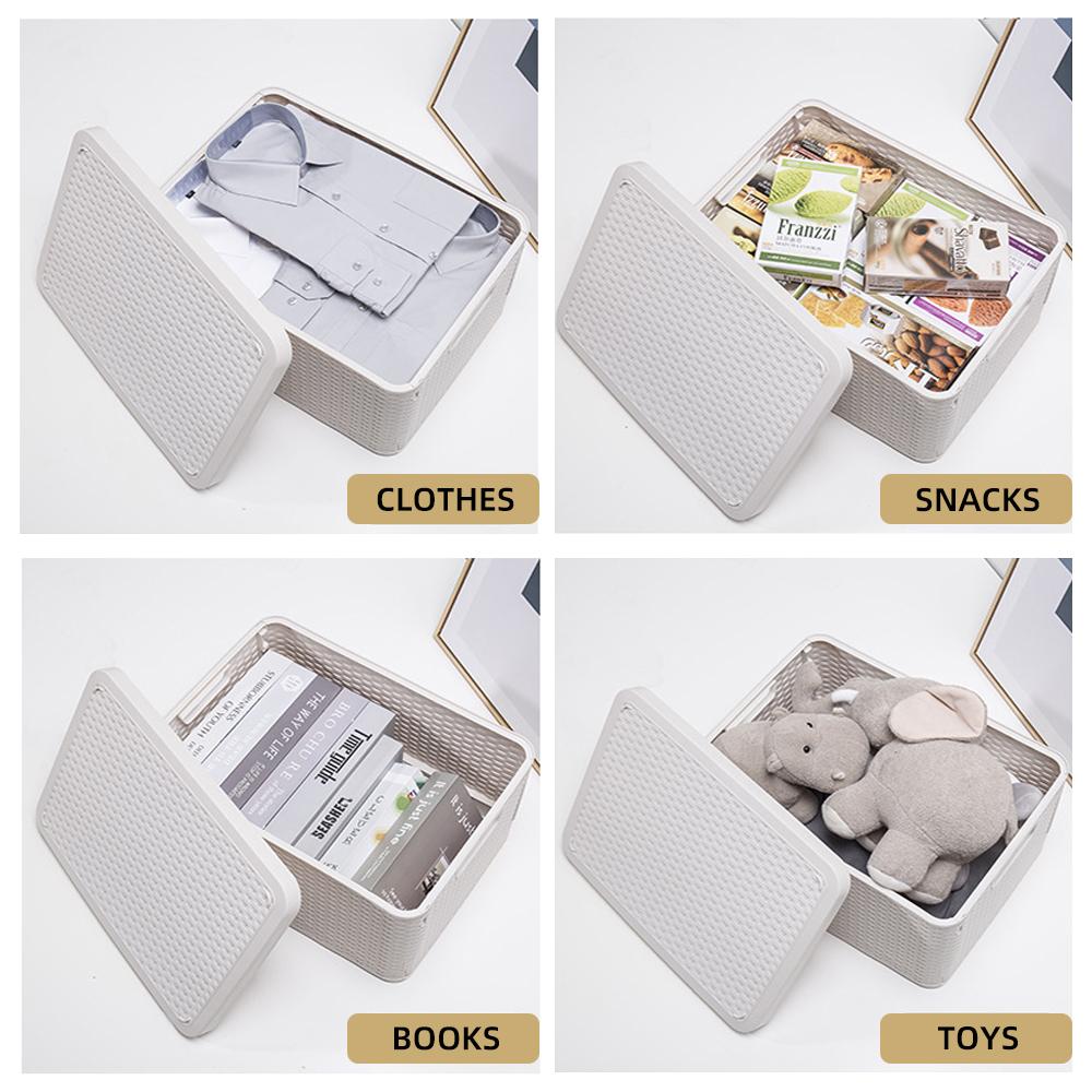 Белый складной ящик для хранения, водонепроницаемый контейнер-органайзер для ящика для хранения с двумя ручками,