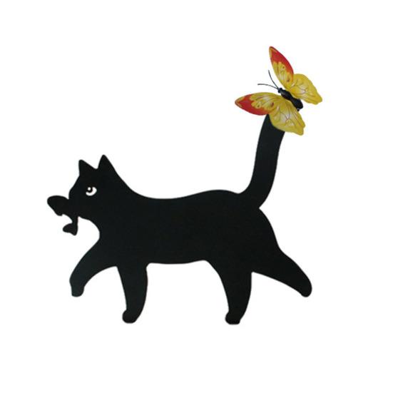 Yousheng Garden Cat Signs Metal Black Cat Silhouette Statues Bird Repellent Outdoor Decor Cat Mother And Kids Signs for Yard Lawn Decorations