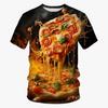 3D Printed Food Pizza T-shirt Men's Casual Summer Short Sleeved T-shirt Street Round Neck Versatile Top