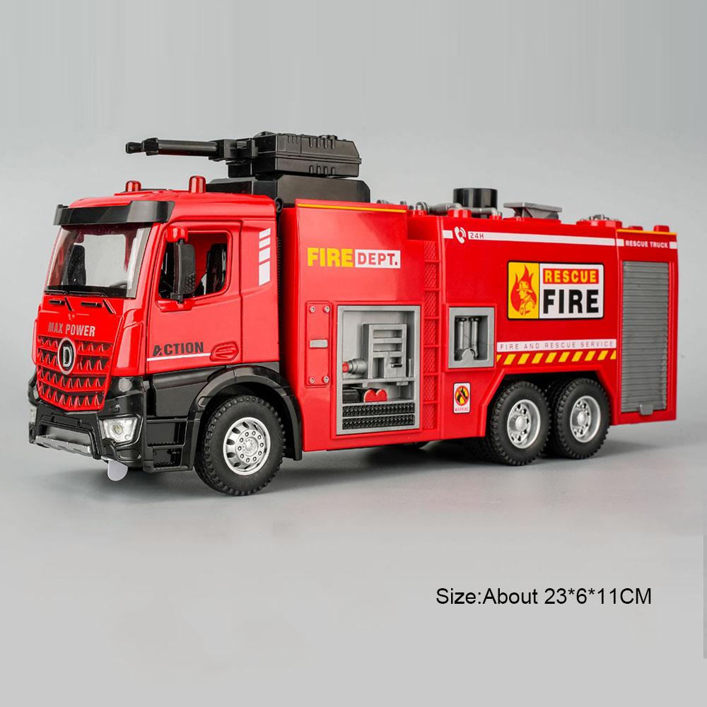1:32 Scale Fire Truck Concrete Pump Car Model Toy Alloy Diecast Light Music Water Spray Rescue Cars Models Gifts for Children