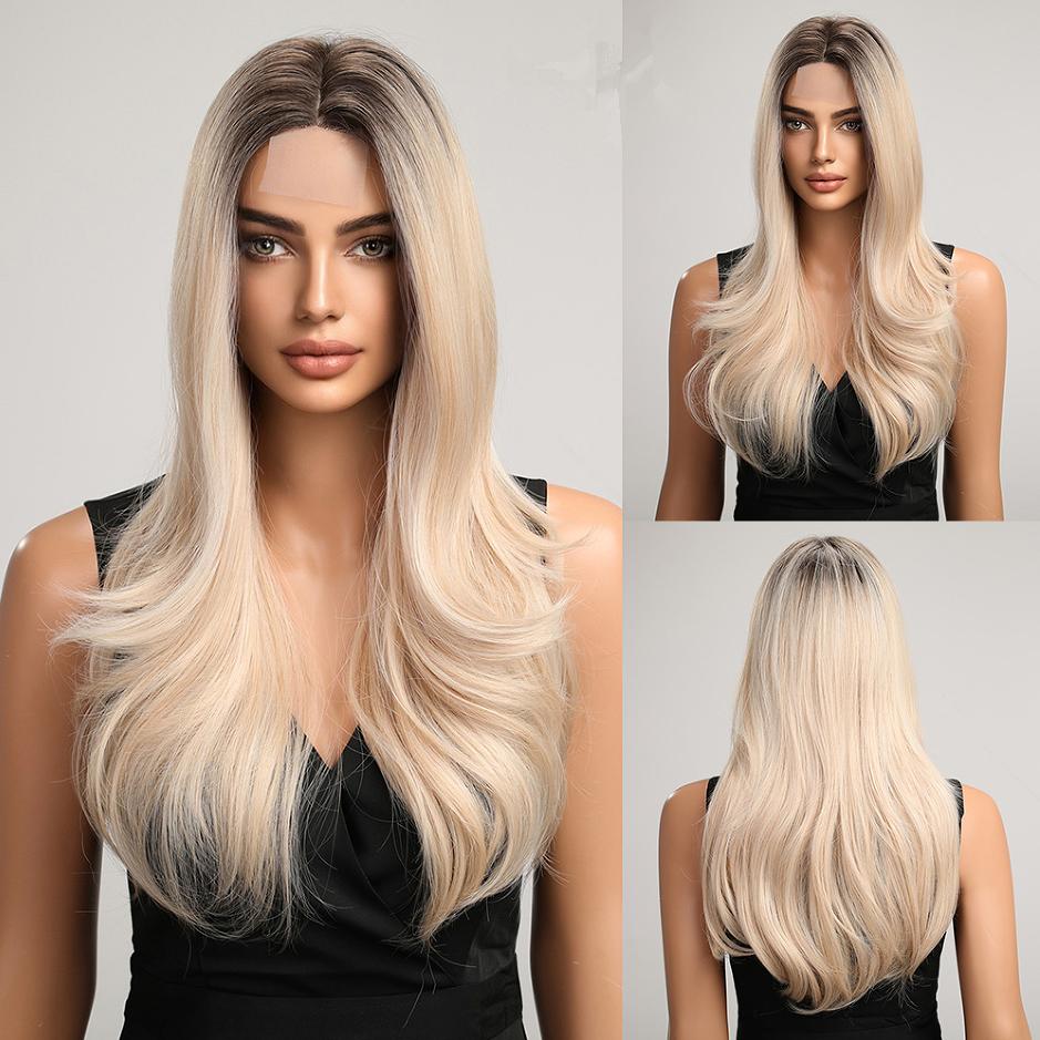 BLONDE UNICORN Длинные вьющиеся волосы, кружевные парики, коричневые, блонд, омбре, синтетические парики для чернокожих женщин, объемные волны, косплей, повседневные термостойкие кружевные волосы