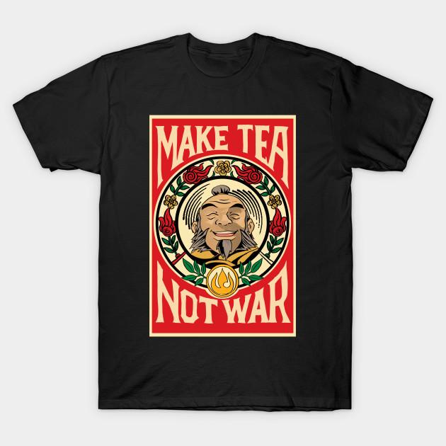 Мужская черная футболка с принтом Make Tea Not War Печать на трансферной бумаге без вырезания Хлопковая футболка