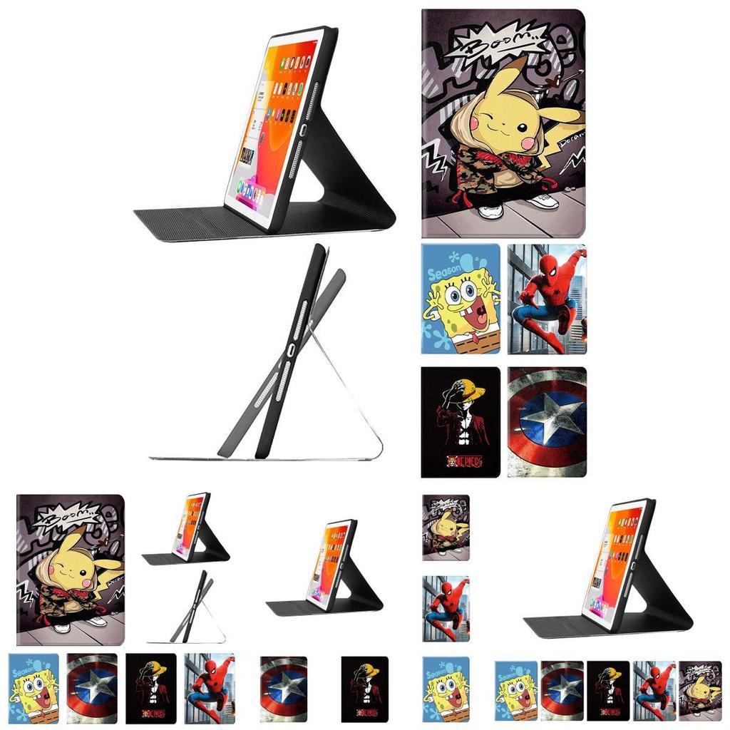 Ultra-thin Smart Ipad Cartoon Case Cover For Kids Pikachu Spiderman Luffy