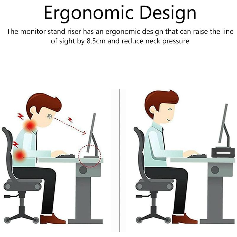 Черная подставка для монитора, держатель для ноутбука с ящиком для хранения, держатель для телефона, USB-порт для зарядки компьютеров, телевизоров, ноутбуков