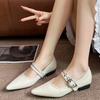Fashion Designer Women Flat Shoes 2025 Spring New Retro Pointed Toe Women Shoes Elegant Temperament Comfy Buckle Women Flat Shoes