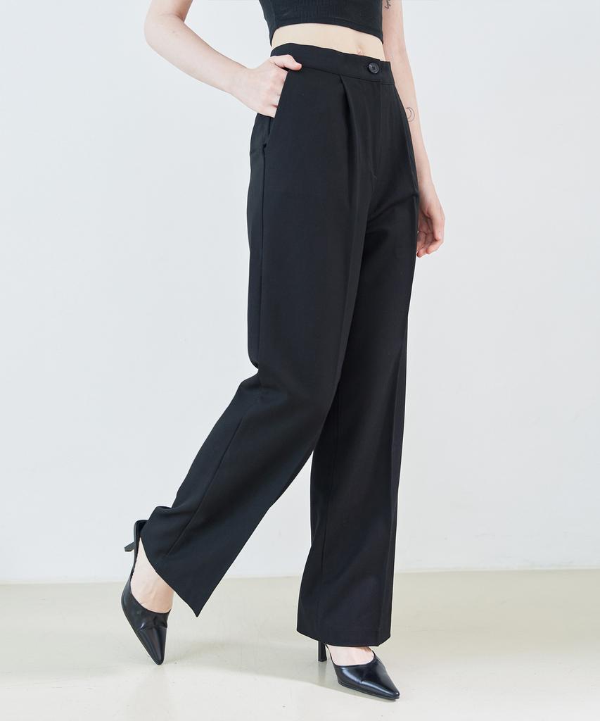5OML Pintuck Wide Slacks (Black)