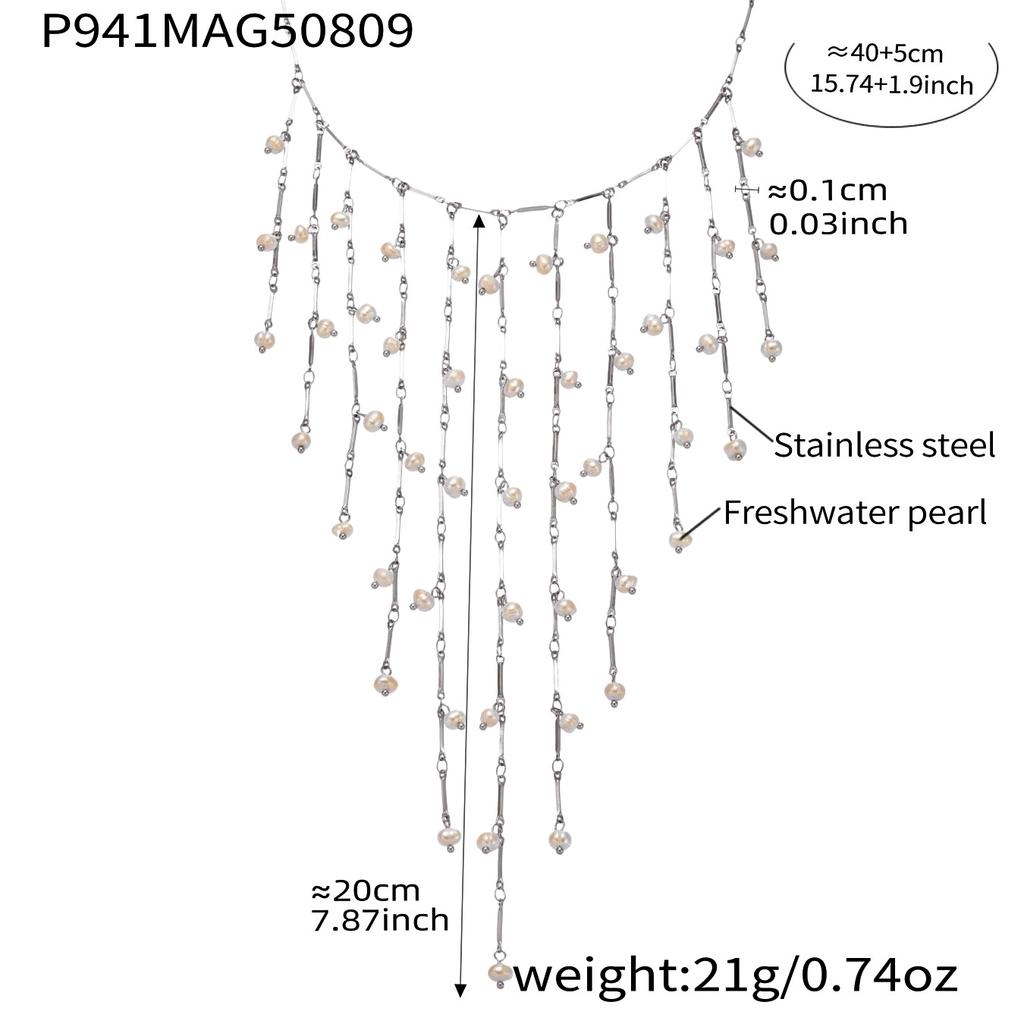 Милое ожерелье с бахромой из нержавеющей стали с 18-каратным золотым покрытием, водонепроницаемое, не тускнеющее, колье-каскад с длинными кисточками для женщин