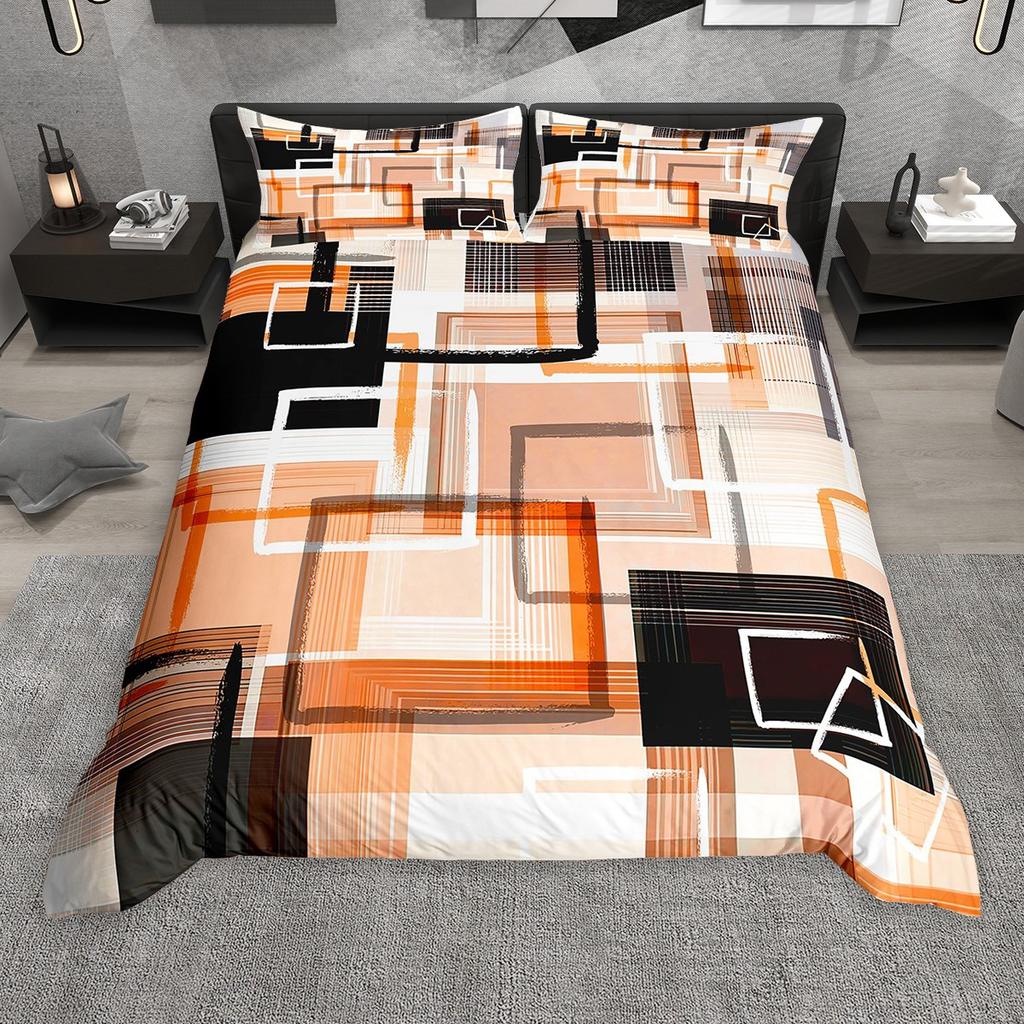 Комплект пододеяльника Homewish с геометрическим клетчатым узором, Абстрактный клетчатый постельный комплект, Минималистичный простой художественный комплект пододеяльника