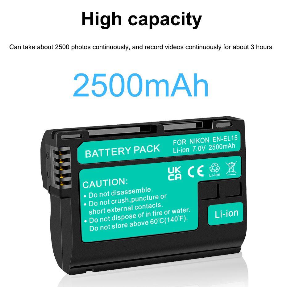 PALO 2 шт., 2500 мАч EN-EL15 ENEL15 аккумулятор + зарядное устройство для Nikon D7000 D7100 D800 D800E D600 D610 D810 D500 D7200 V1