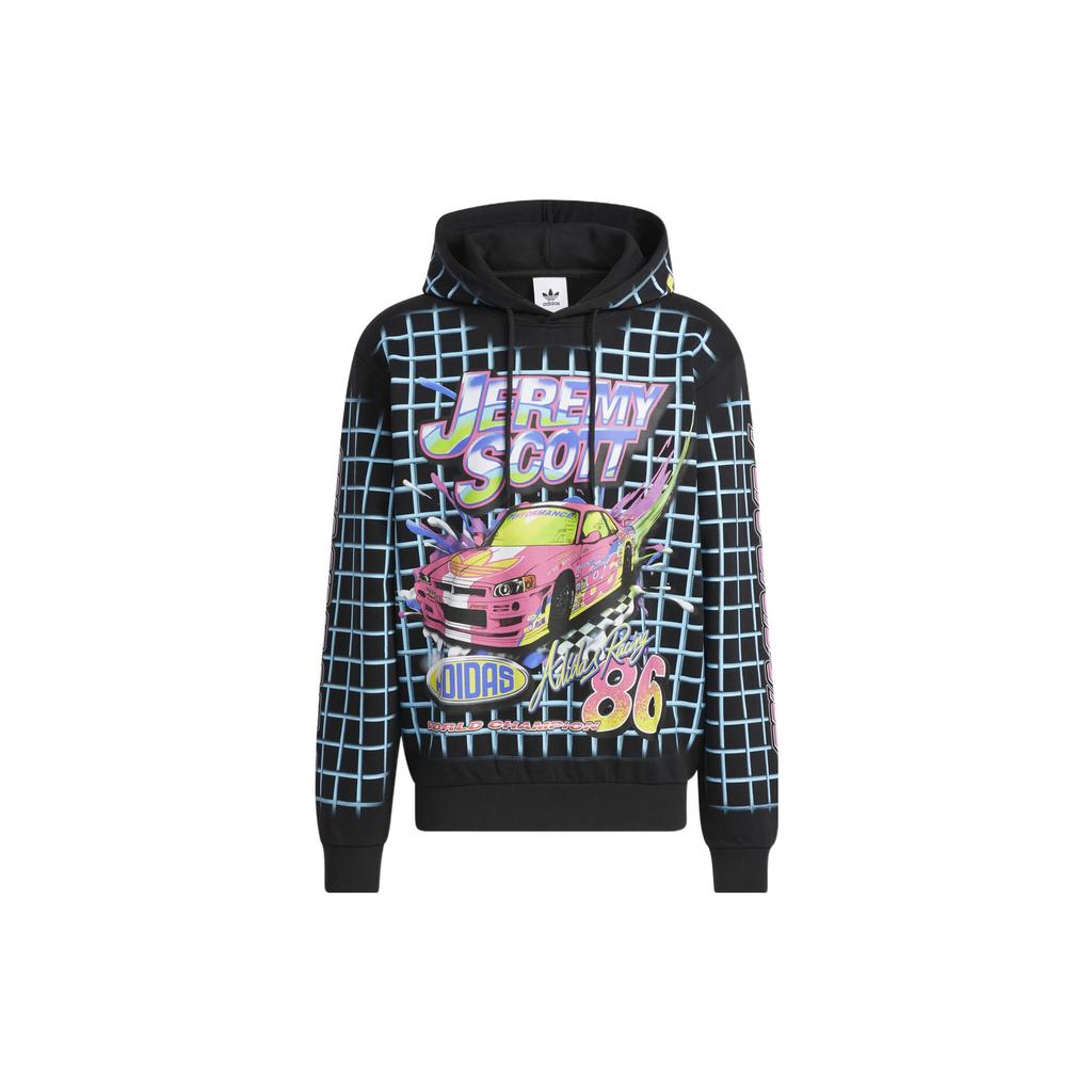 Adidas Originals Trefoil Checkered Letter Logo Print Hoodie Men Tops Black HG6511