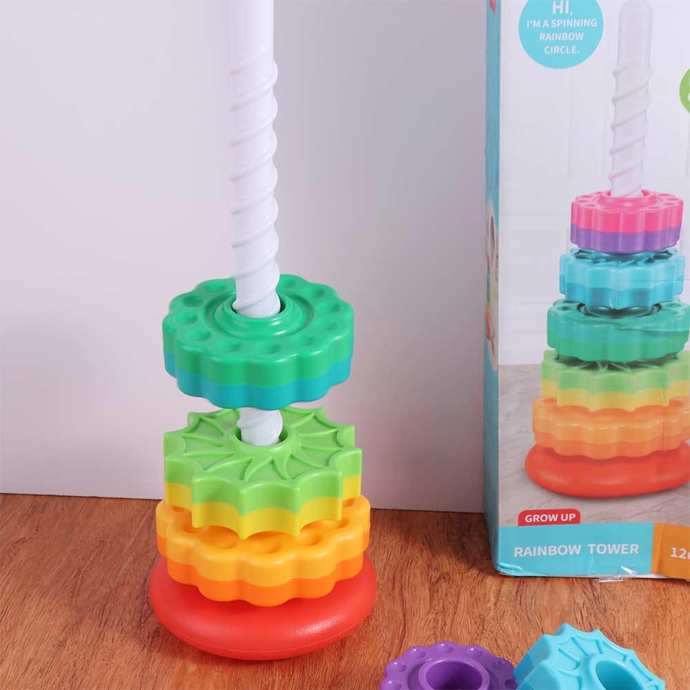 Montessori Rotating Screw Bolt Toys Perception Training Stacking Rainbow Tower  Infant