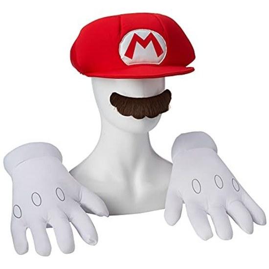 Mario Accessory Kit Adult Hat Gloves Mustache Disguise Goods Cosplay