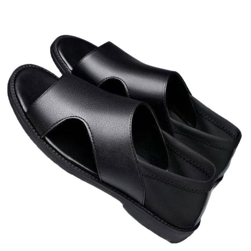 Summer 2025 Men's Sandals Thick Rubber Sole Beach Shoes Middle-Aged Dad Casual Comfortable PVC Upper Adult Leisure Footwear