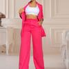 Women&#x27;s Two Piece Pants Suit Set 2 Buttons Long Sleeve Blazer And High Waist Pants Set Dressy Business Outfits for Office Work