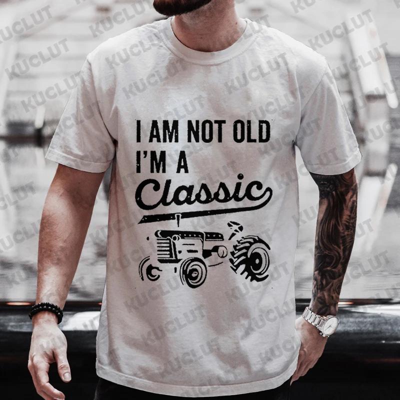Мужские футболки Дедушка Мужская одежда Я не старый Я классика Футболка Я классика Смешные футболки на день рождения Дедушка Машина Футболка Топ