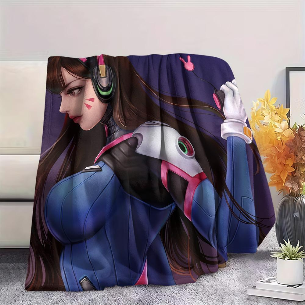 Фланелевое одеяло с принтом D.Va, Высококачественное, Удобное для всех сезонов, Декор для дома, Тепло и уют