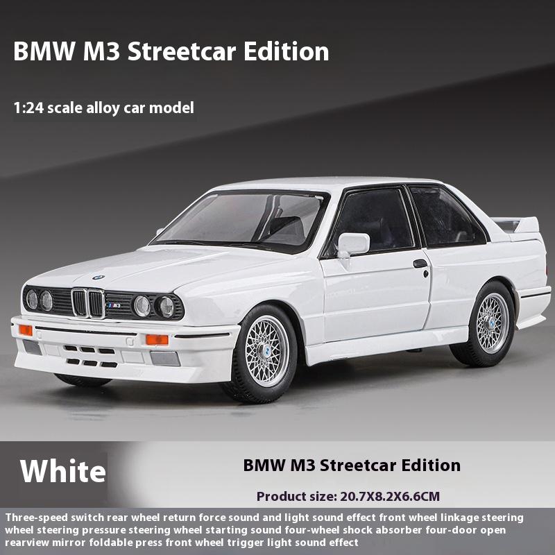 1:24 BMW M3 E30 Alloy Sport Racing Car Model Diecast Metal Classic Car Vehicle Model Simulation Sound & Light Toy Birthday Gifts