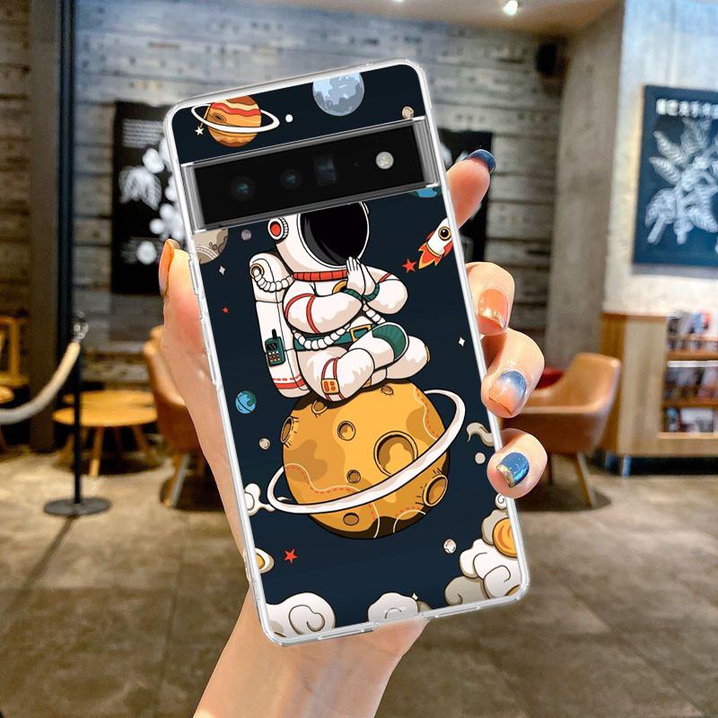 Милый мультяшный астронавт Для Google Pixel 9 8 7 6 Pro Чехол для телефона Для Pixel 6A 5 4 5A 4A 3A XL 5G Силиконовый Ударопрочный Прозрачный Чехол