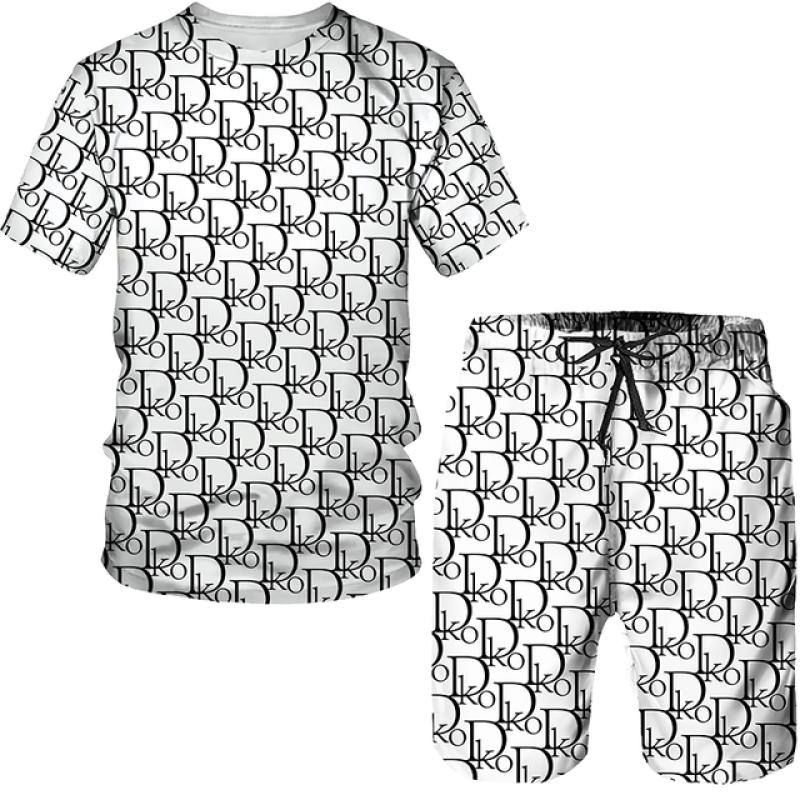 Summer Beach Brand Luxury 3D Printing Men Sets Two Piece Outfits Sets Casual Tracksuit Men's T-shirt Suit Streetswear Tshirt Set