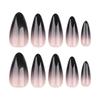 24 Pieces European and American Halloween Wear Nail Black French Gradual Change Manicure Short Almond Repeatable Nail Fake Nails