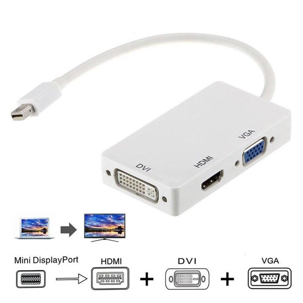 Мини DisplayPort к HDMI DVI VGA 3-в-1 адаптер с чипсетом для Macbook Pro Air для настройки нескольких мониторов