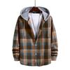 Hooded Plaid Shirt Men's Spring and Autumn Casual Coat Men's College Style Shirt Men Jacket Underclothes